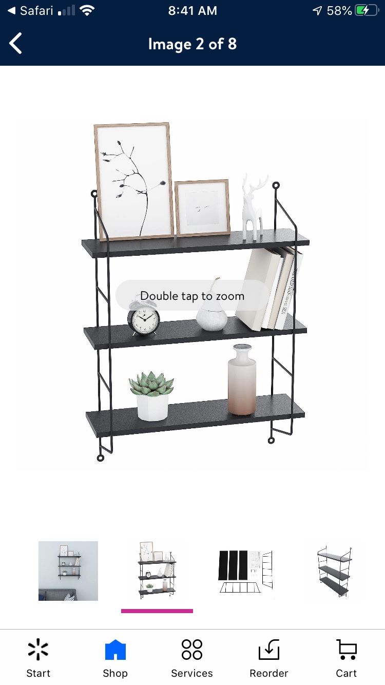 Brand new in box 3-tiered black wall shelf