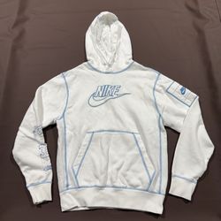 Nike Air Patent Hoodie White Blue Stitch Men’s Size S Rare Vintage Sweatshirt