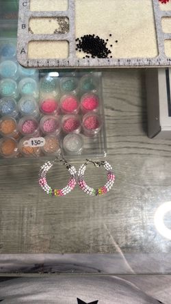 Wrapped beaded hoop earrings