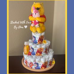 💛🧸 Winnie the Pooh & Piglet Diaper Cake | Pastel de Pañales Winnie the Pooh 🧸💛