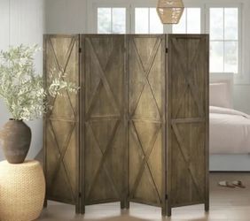 Wooden Bazar 7'' H 4 - Panel Solid Wood Folding Room Divider
