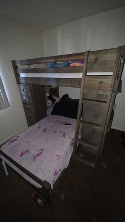 Twin loft beds with desk