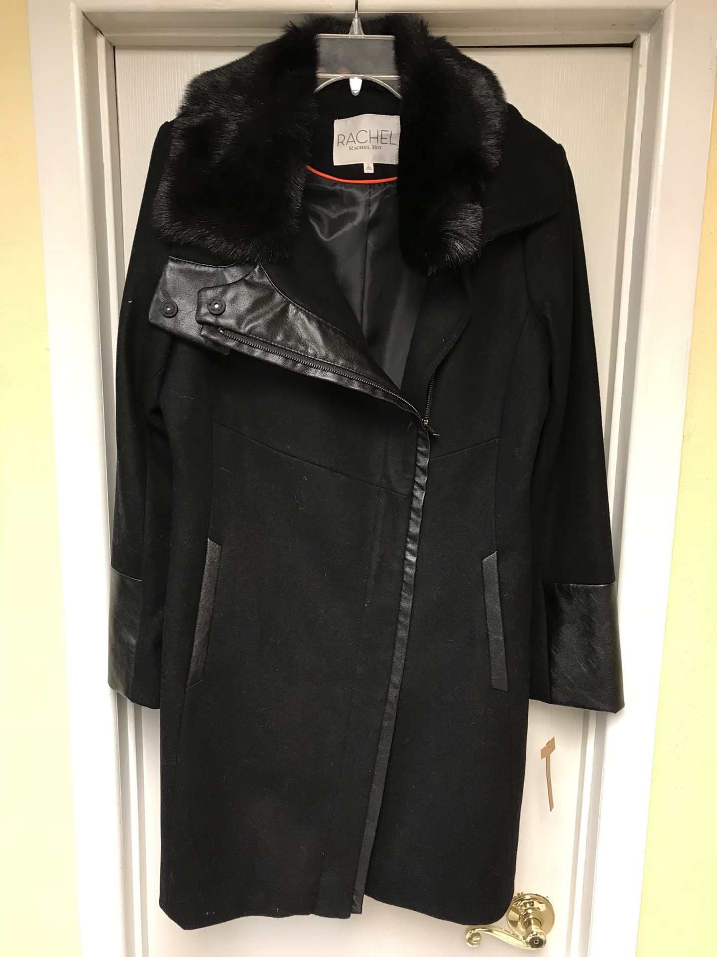 NEW! Women's Black Rachel Roy Long Coat Size Large