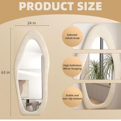 NEW! Full Length Mirror, 63" X 24" Wavy Floor Mirror