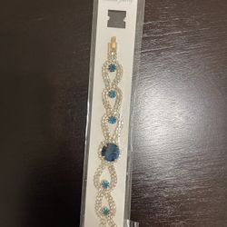 Gold Bracelet With Blue Stones 