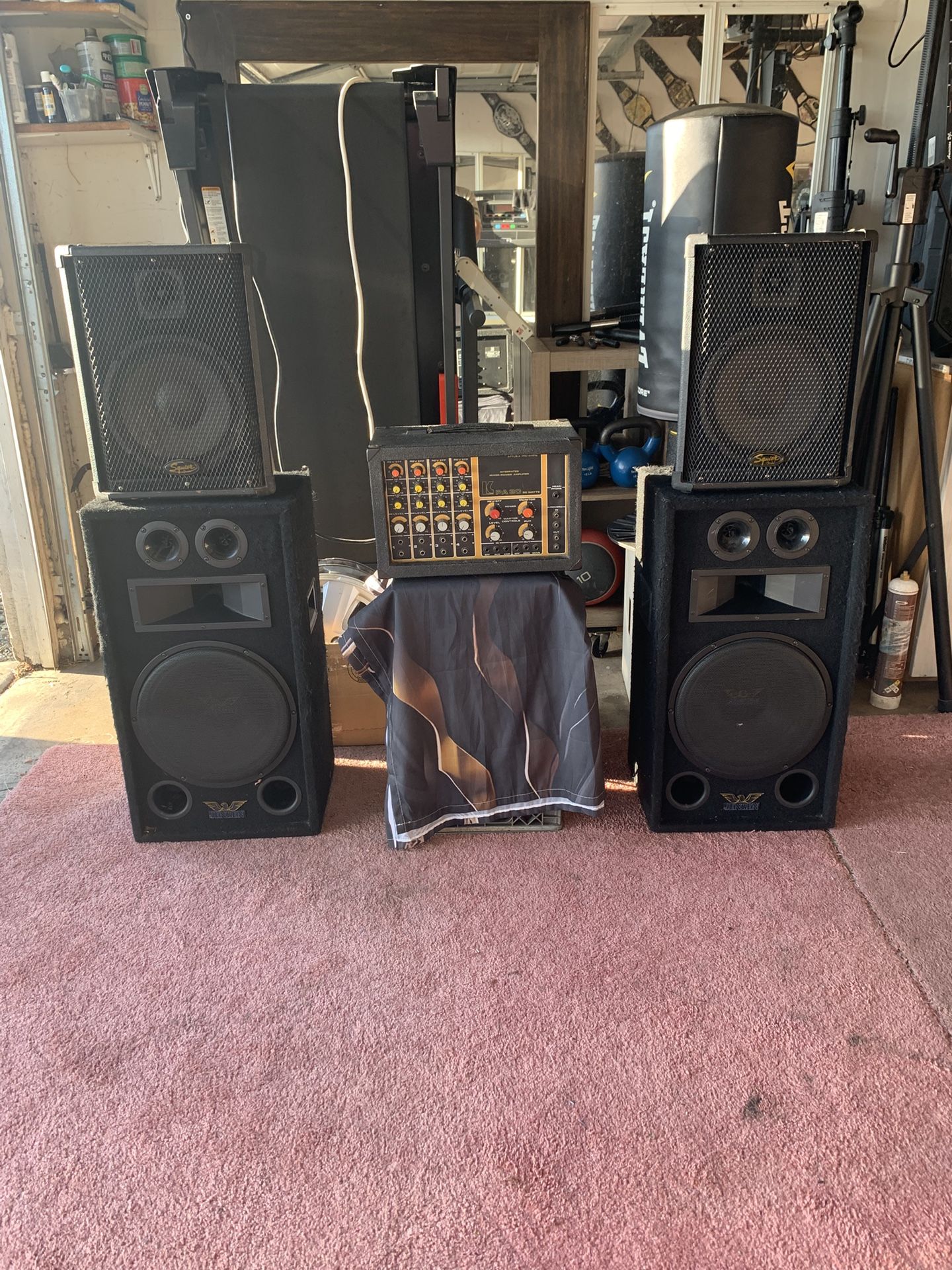 Speakers And Power Mixer