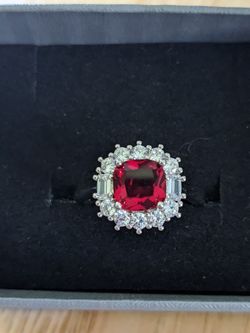 Beautiful created ruby in silver size 8 ring