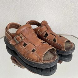EARTH SHOE Vintage 90s Mens Brown Leather Doc Marten Vibes Fisherman Sandals