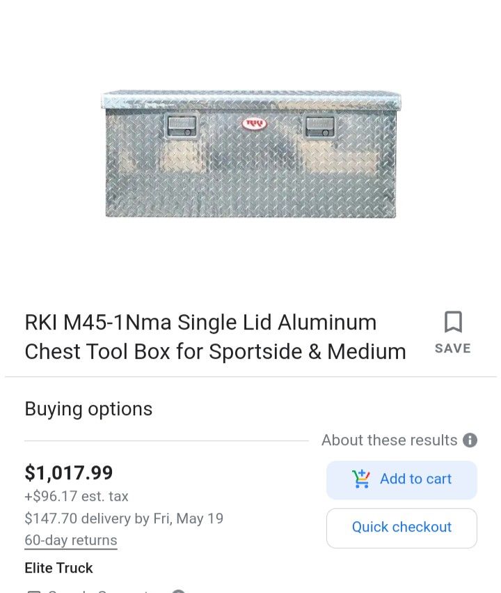 RKI Chest Truck Tool Box Diamond Tread Aluminum for Sale in El Paso, TX