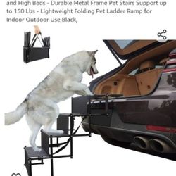 MAXPAMA Premium Nonslip Dog Car 4 Steps for SUV, Trucks,Couch and High Beds - Durable Metal Frame Pet Stairs Support up to 150 Lbs - Lightweight 