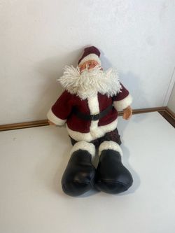 Santa Clause Kris Kringle Figurine Russ Bean Bag Country Folk Plaid Fabric