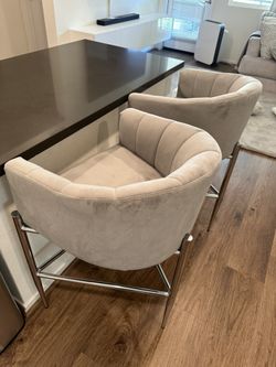 Grey Suede Kitchen Bar Stool