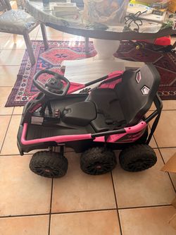 LIKE NEW! FanttikRide 24V Electric Go-Kart – Pink & Black – 6 Wheels