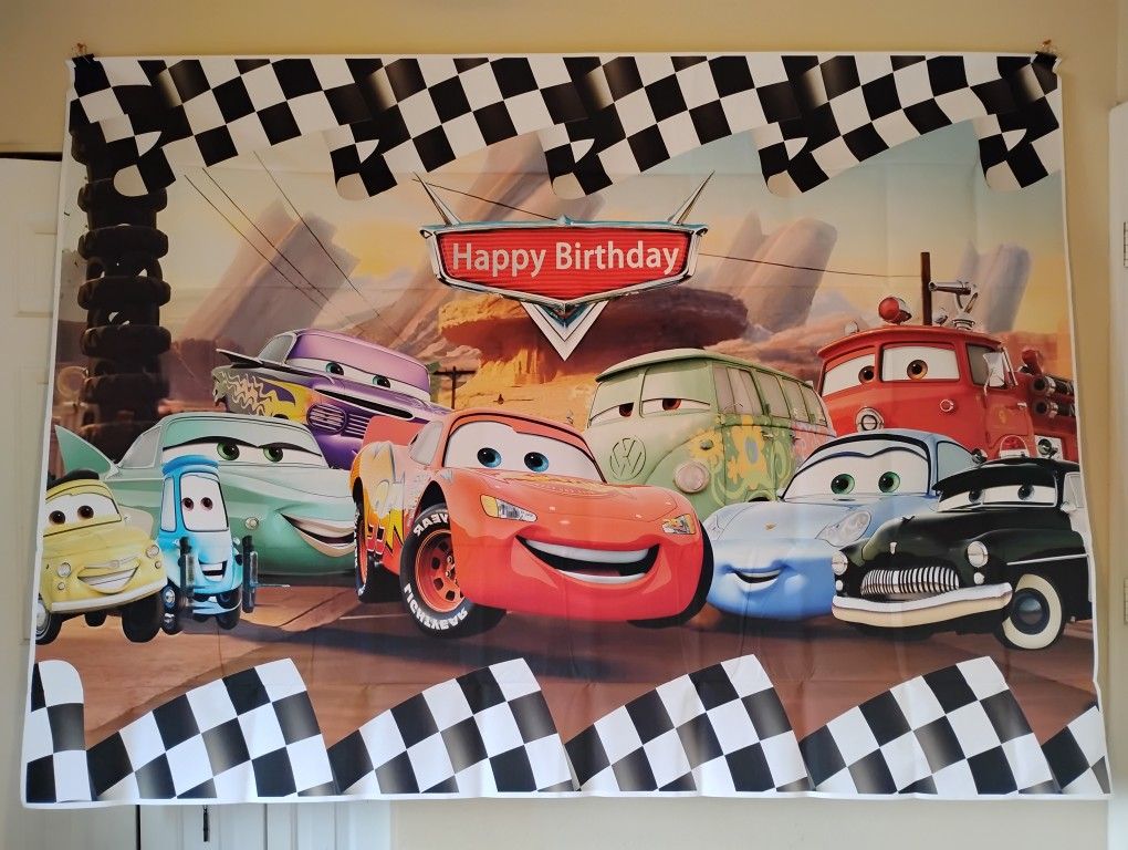 Cars Happy Birthday Banner 7 Ft x 5 Ft