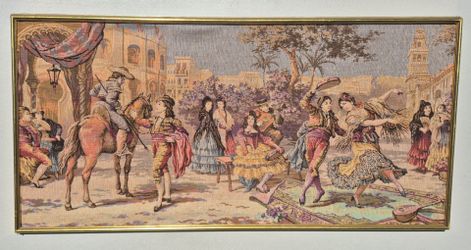 Vintage Hand Woven Tapestry, Loomed Wall Hanging, Aubusson‑style