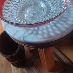 Very Large Vintage Ruby Red Cut Glass And Pressed Glass Vintage Bowl