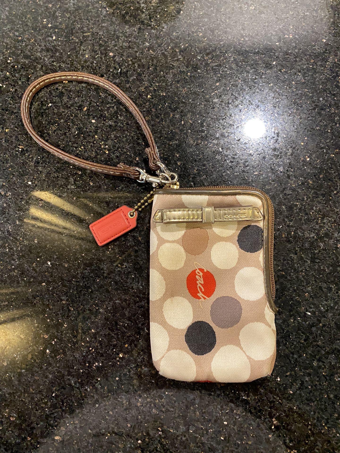 Coach Polka Dot Wristlet 3.5x5.5”