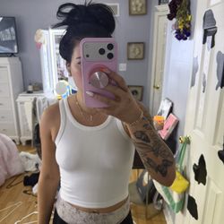 Sincerely Jules White Ribbed Cropped Tank