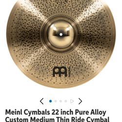 Meinl Cymbal 22 inch Pure Alloy Custom Medium Thin Ride Cymbal