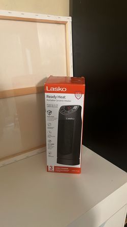 Lasko Ready Heat 14" Portable Ceramic Tower Space Heater | Oscillating Tabletop / Floor Room Heater (Black)