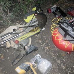 Assorted Tools- Miter Saw, Compressor, Nail Gun, Battery Charger And More 
