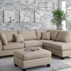 Gorgeous Sand Colored 3 Piece Sectional Set