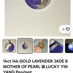 14k gold Lavender jade and mother of pearl