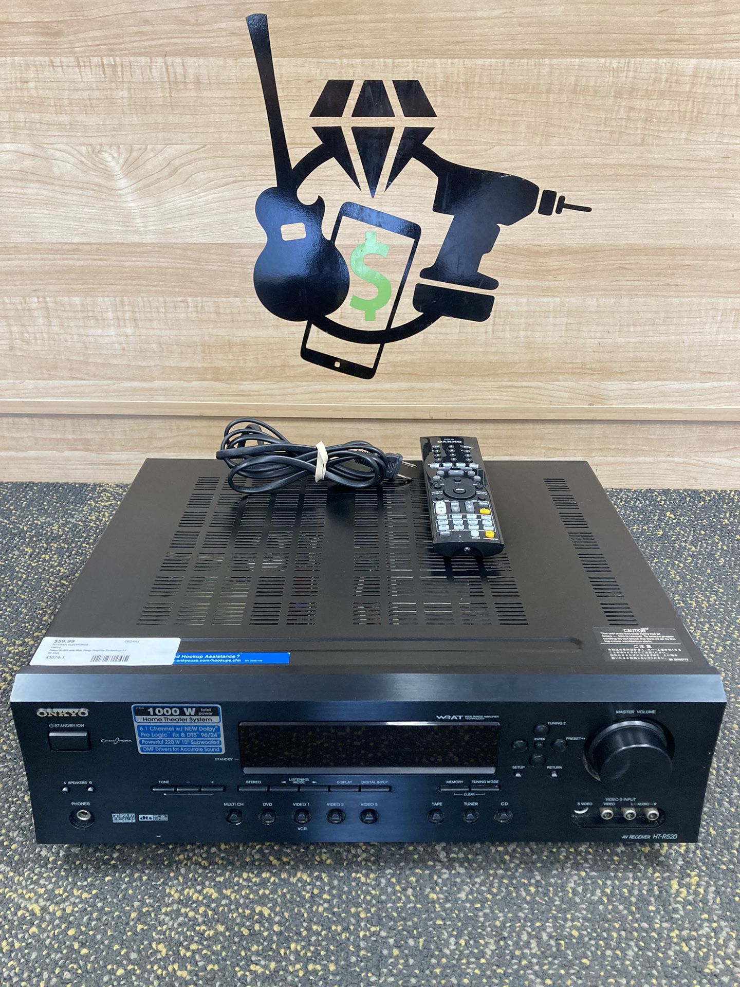 Onkyo Ht-r520 wrat Wide Range Amplifier Technology 6.1 Channel AV