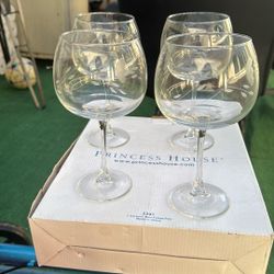 Set De 4 Copas De Cristal Para Vino Princess House Nuevas En Caja Precio50