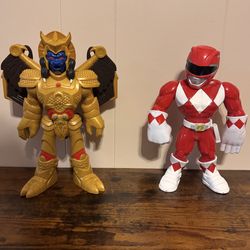 Two Power Rangers Action Figures ~ Red Ranger and  GOLDAR 10.5"
