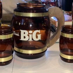 Large Beer Pitcher Mug And Four Mugs