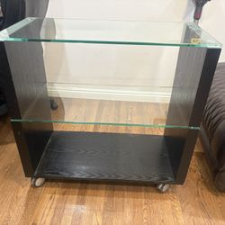 Black Glass Rolling Utility / Bar Cart 