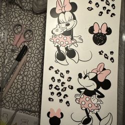 Disney Minnie Diecut Vinyl Sheet of stickers Scrapbook  Arts & Crafts 