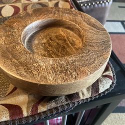 Solid Wood 9”round Large Candle Holder With Candle Inc 