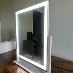 Lighted Makeup Mirror, Hollywood Vanity Mirror with Lights and Detachable 10X Magnification Mirror, 3 Color Lights