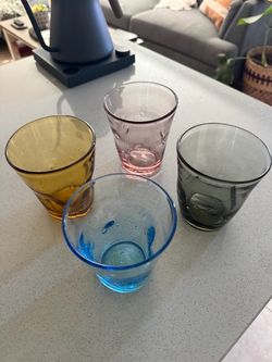 Set of 4 Colored Short drinking glasses