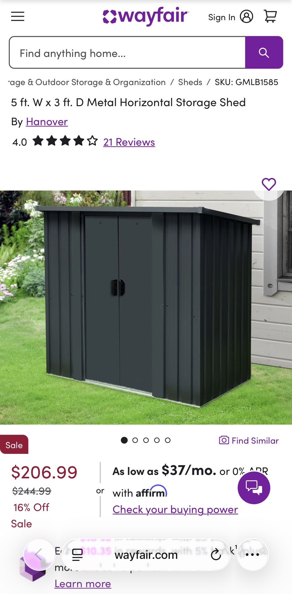 (2) Sheds For Sale 3x5