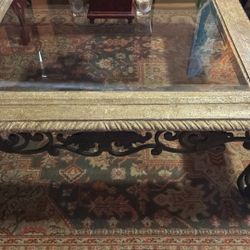 Vintage Rod Iron Coffee Table  With Glass Top