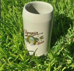 1970s Olympia Beer Stein Ceramic  Mug  Vintage Collectible  Shed
