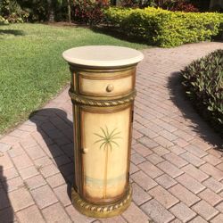 Palm Tree Resin Pedestal Table / Marble Top