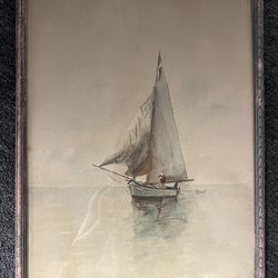 Antique European Watercolor Painting Signed