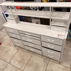 White Storage Dresser With Shelves , Great Condition 