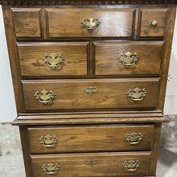 High Boy Dresser Solid Oak Very Clean And Solidly Built