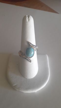 Silver w/gold etch Turquoise Ring Size 9