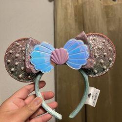 The Little Mermaid Ariel Pearl Mickey Mouse Ears Disney Parks Headband Exclusive