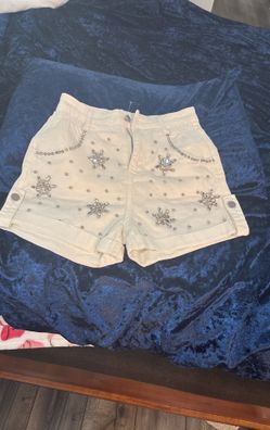 White shorts W/ rhinestones 