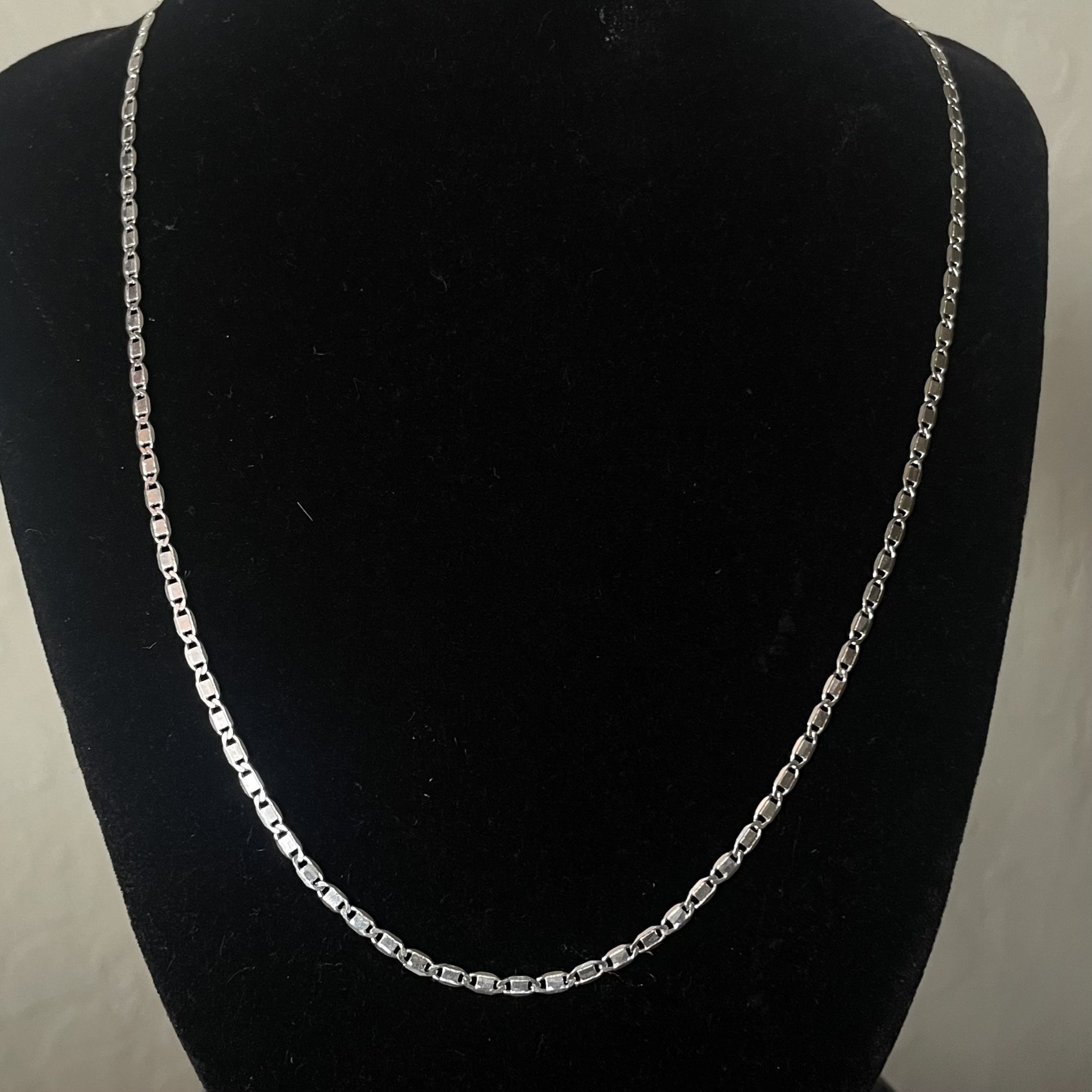 18in Flat Mariner Chain Necklace – Solid 925 Sterling Silver