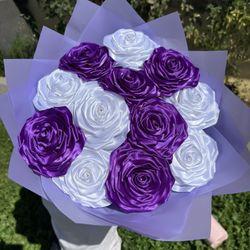 White And Dark Purple Bouquet 