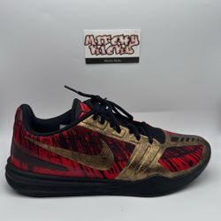 Nike KB Mentality Black Metallic Gold Chilling Red Sz. 9.5