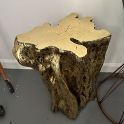 Gold tree stump side table. (price is firm)